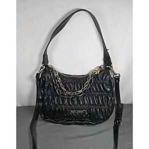 Steve Madden Bswagger Black Quilted Shoulder Crossbody Bag